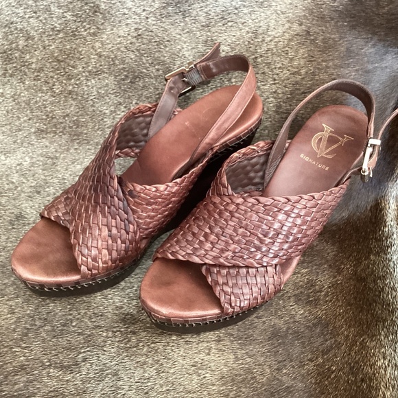 Vince Camuto Signature Vi Lenny Latigo Wrap Leather Wedges - Picture 1 of 11